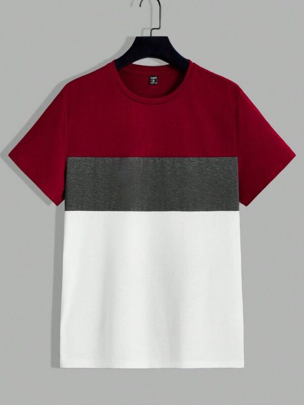 Men's Color Block Casual Short Sleeve T-shirt